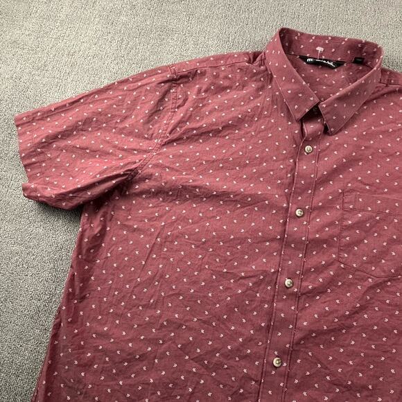 Travis Mathew Shirt Adult 2XL XXL Red Button Up Short Sleeve Golf Casual Men's - Picture 2 of 14